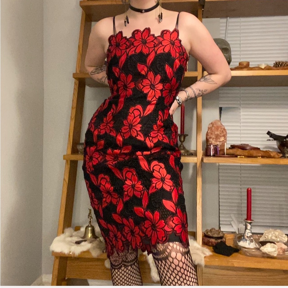 Rare Handmade Fairycore Mallgoth Vintage 90’s Red and Black Prom Mini Dress